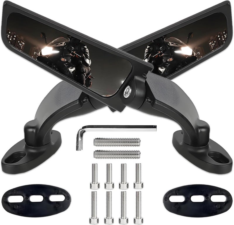 Scerymo Large Size Motorcycle Mirrors, Stealth Mirror Side Mirrors, Wing Rear View Mirror for Honda CBR250R CBR300R CBR500R CBR600RR CBR1000RR Kawasaki Ninja 300 400 650 ZX6R Suzuki GSXR 600 750 Ducati Yamaha - Image 1